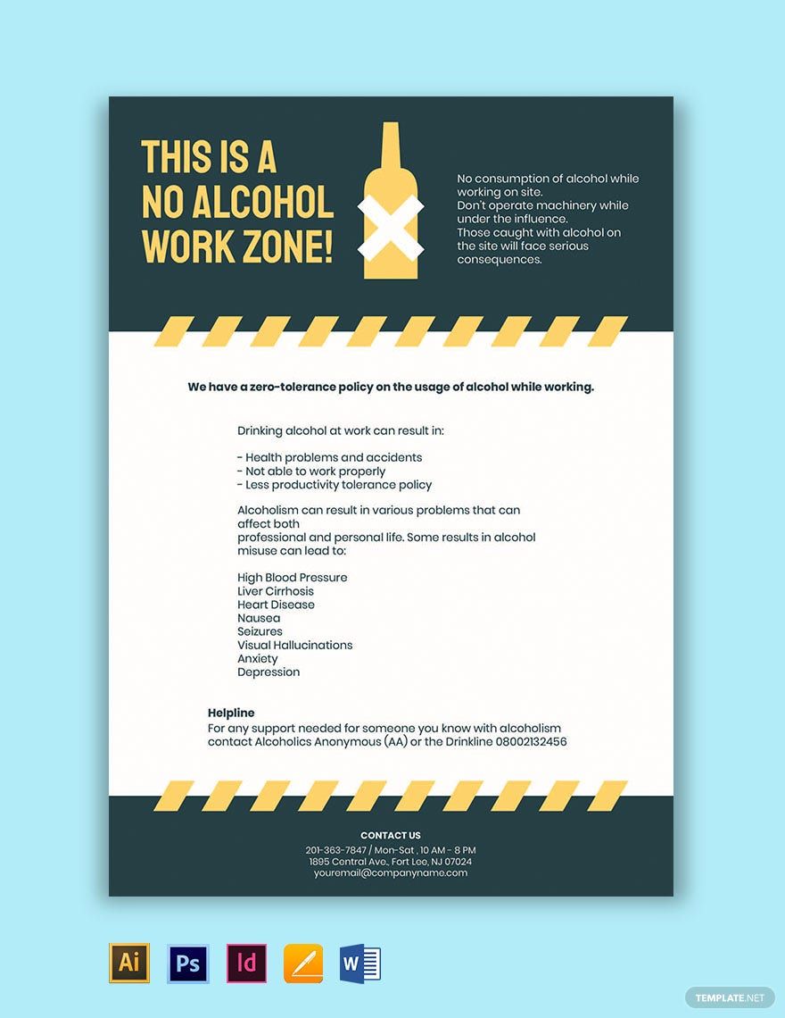 Free Editable Alcohol at Work Poster cover