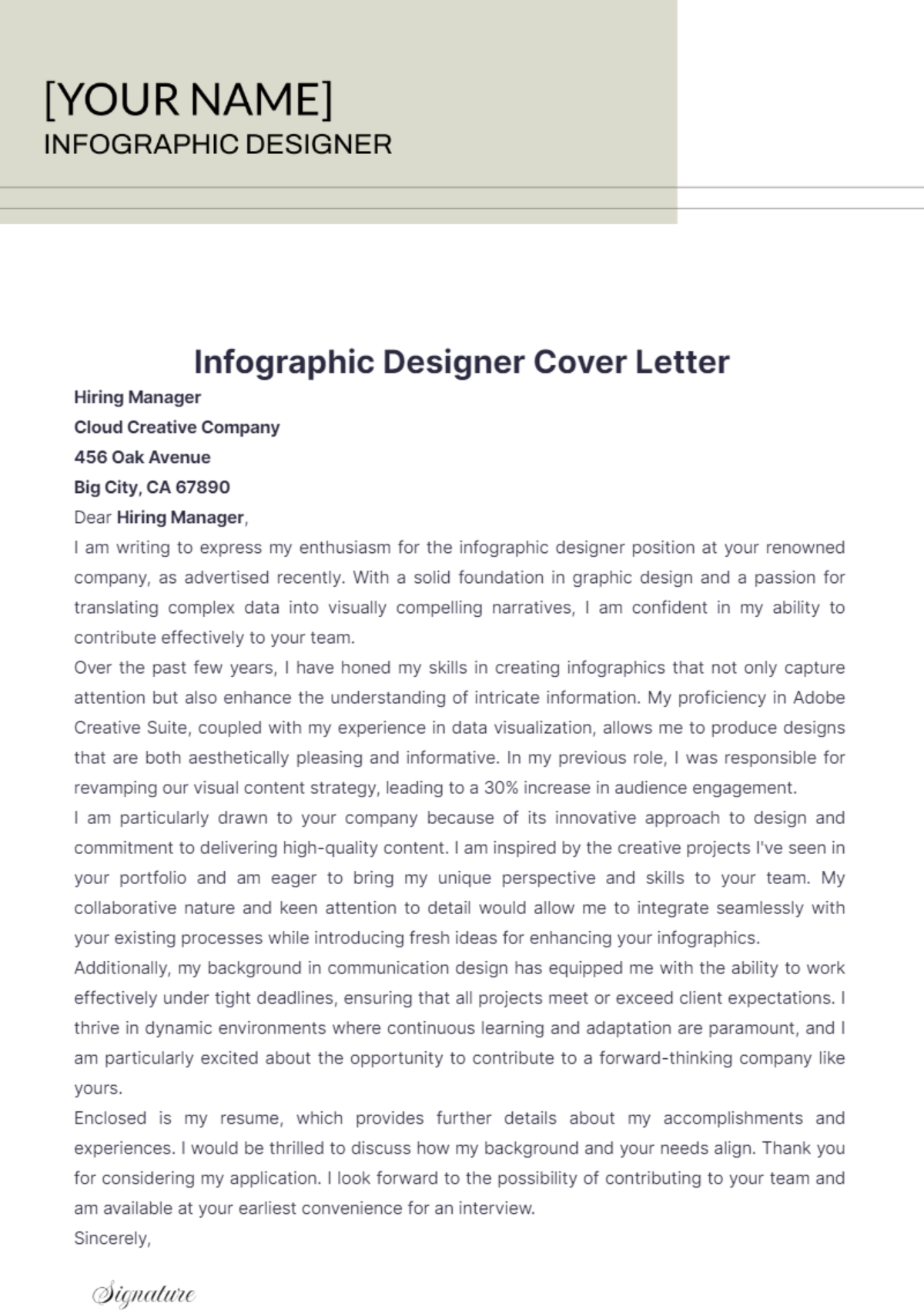 Infographic Designer Cover Letter - Edit Online & Download