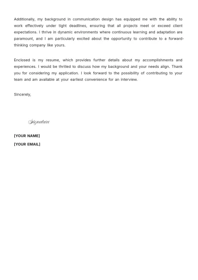 Free Infographic Designer Cover Letter to Edit Online