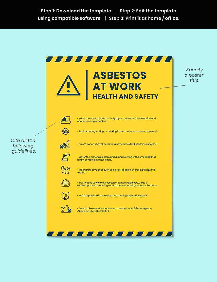 Asbestos At Work Health And Safety Poster guide