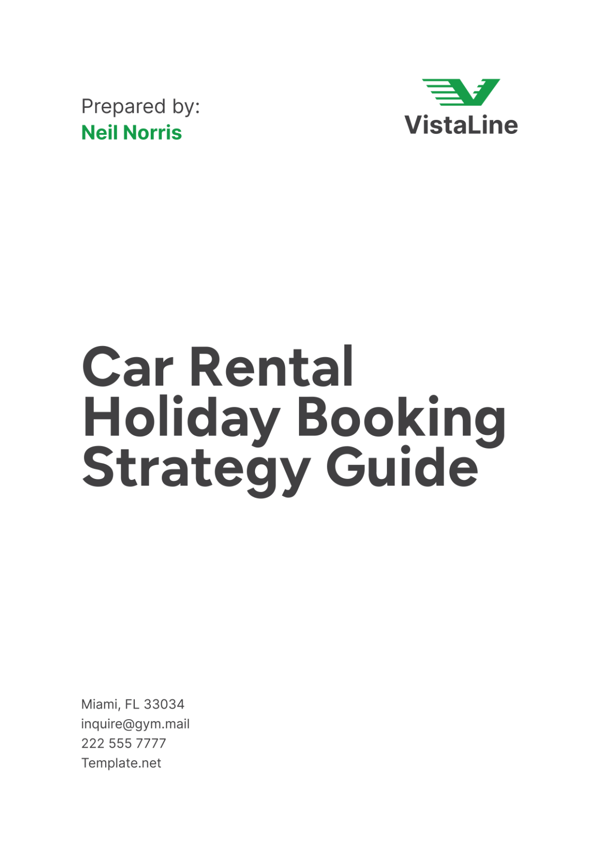 Car Rental Holiday Booking Strategy Guide Template - Edit Online & Download