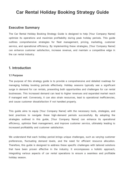 Free Car Rental Holiday Booking Strategy Guide Template to Edit Online