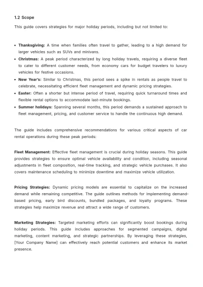 Free Car Rental Holiday Booking Strategy Guide Template to Edit Online