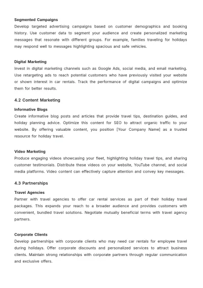 Free Car Rental Holiday Booking Strategy Guide Template to Edit Online