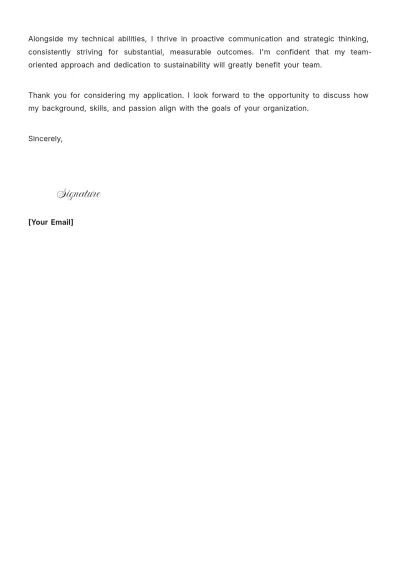 Free Sustainability Consulting Cover Letter to Edit Online