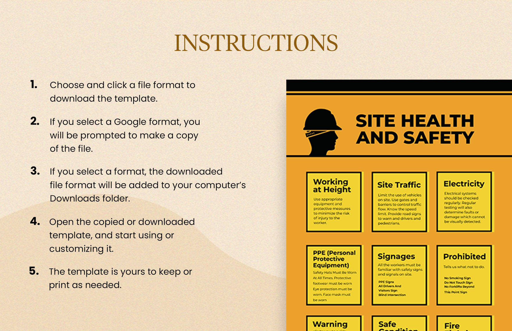 Construction Site Health and Safety Poster Template