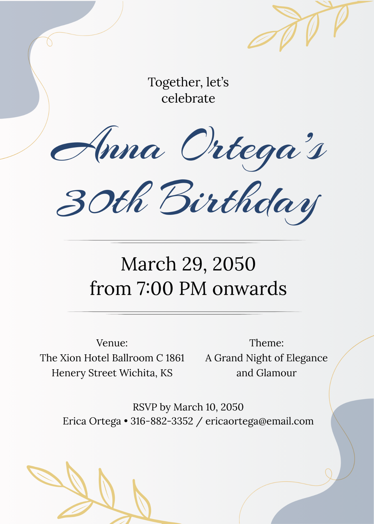 Elegant 30th Birthday Invitation