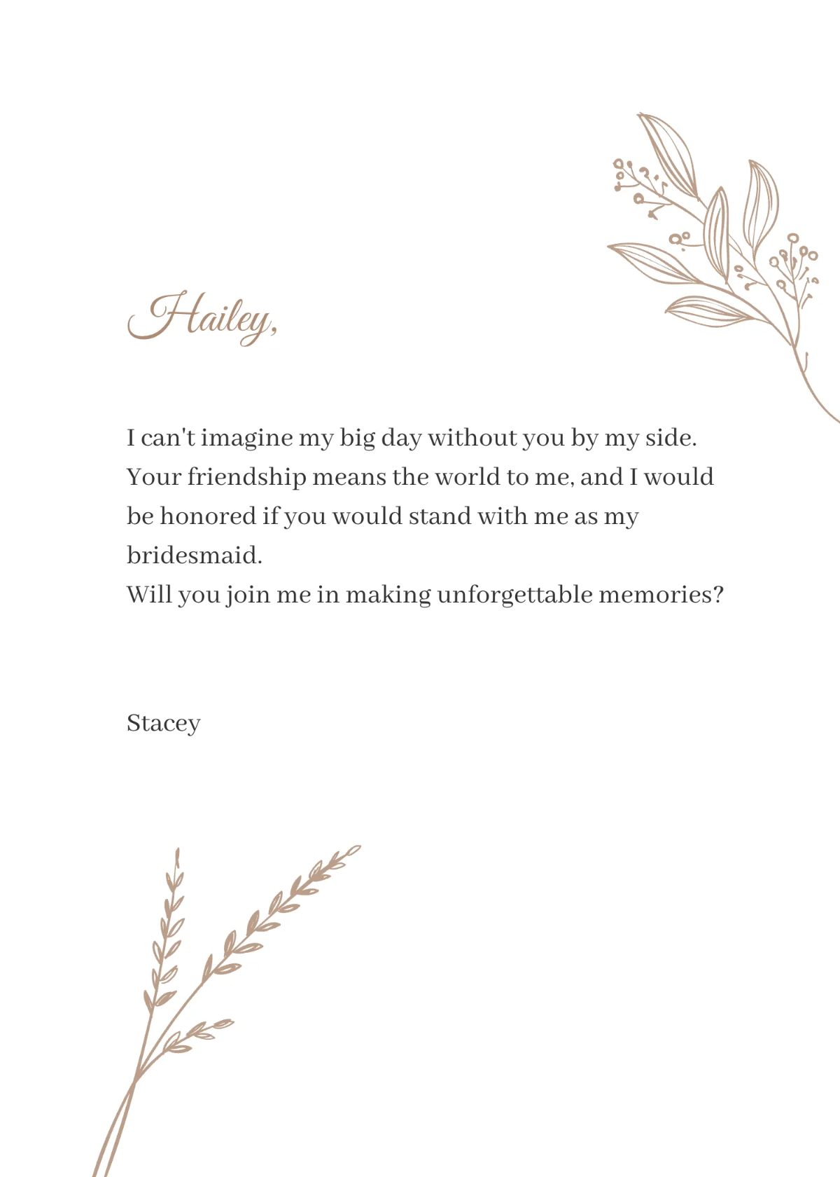 Free Double Sided Be My Bridesmaid Invitation Template to Edit Online