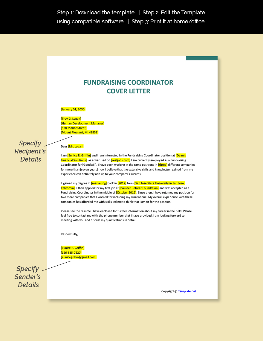 Fundraising Coordinator Cover Letter