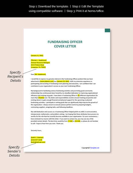 Fundraising Officer Cover Letter Template - Google Docs, Word ...