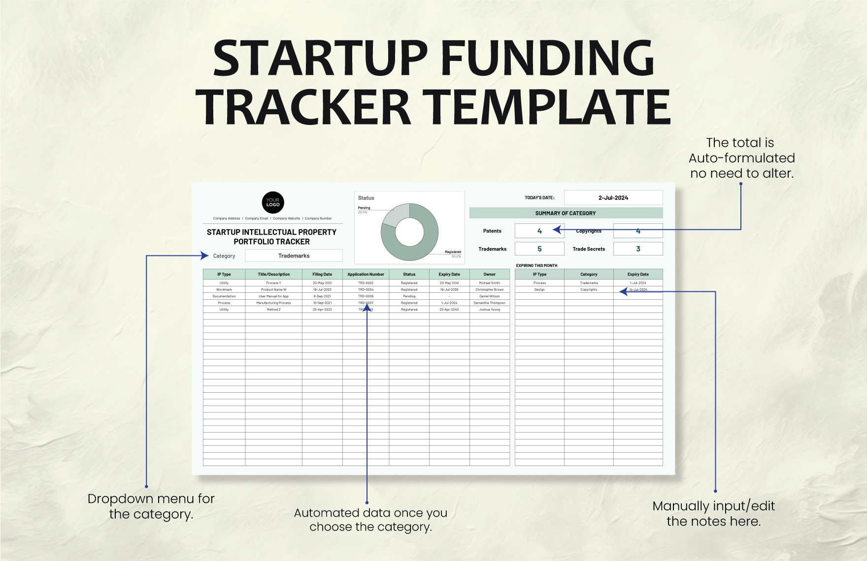 Startup Intellectual Property Portfolio Tracker Template