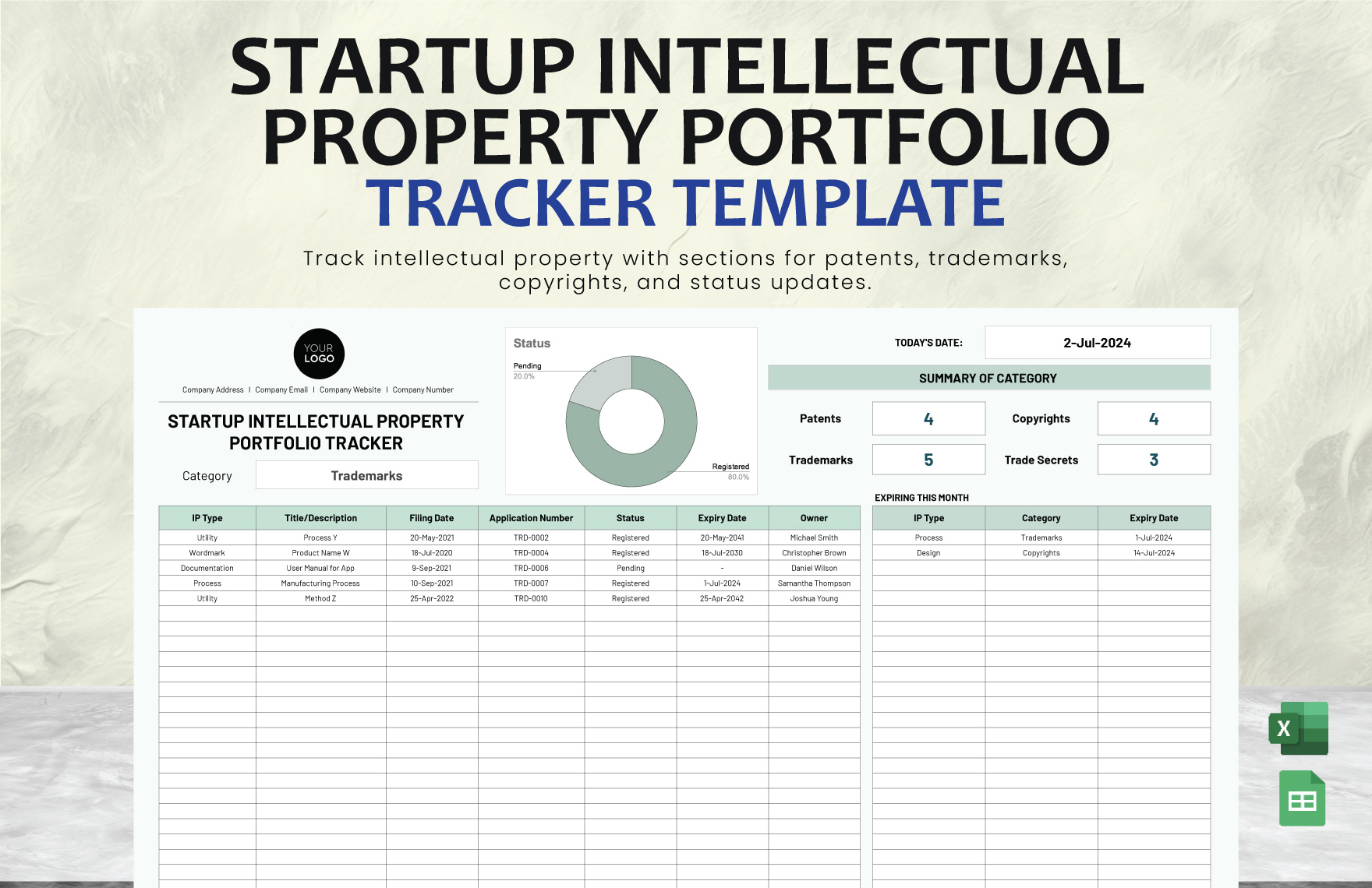 Startup Intellectual Property Portfolio Tracker Template