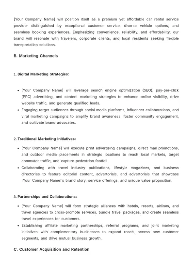 Free Car Rental Project Strategy Template to Edit Online