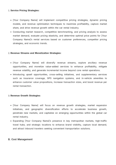 Free Car Rental Project Strategy Template to Edit Online