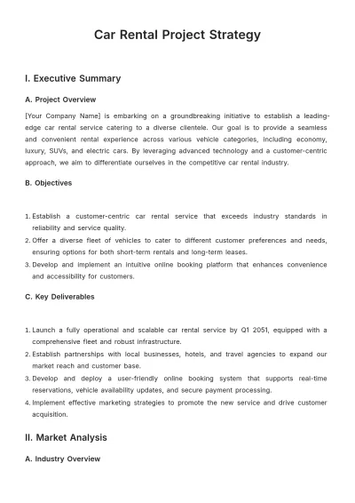 Free Car Rental Project Strategy Template to Edit Online