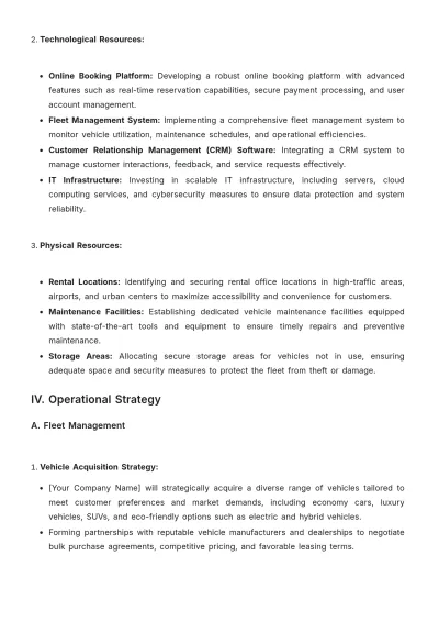 Free Car Rental Project Strategy Template to Edit Online