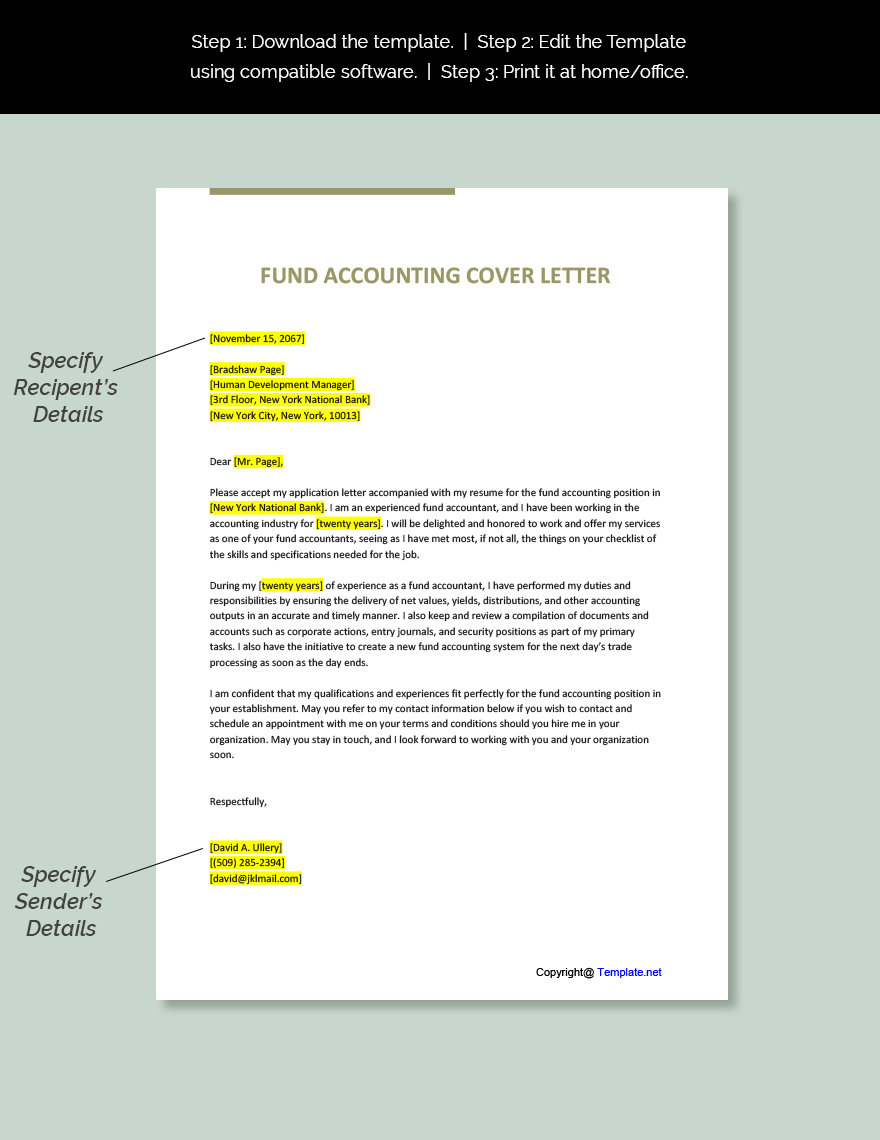 Fund Accounting Cover Letter Template