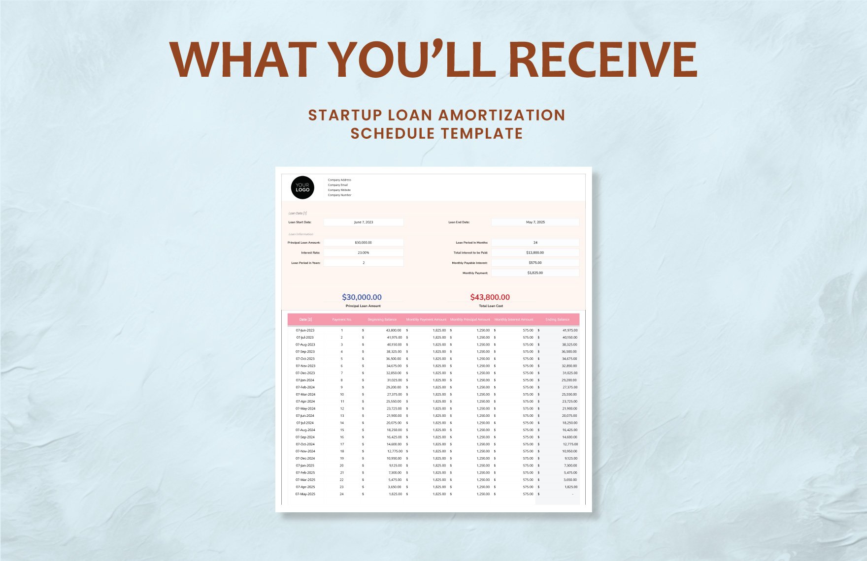 Startup Loan Amortization Schedule Template