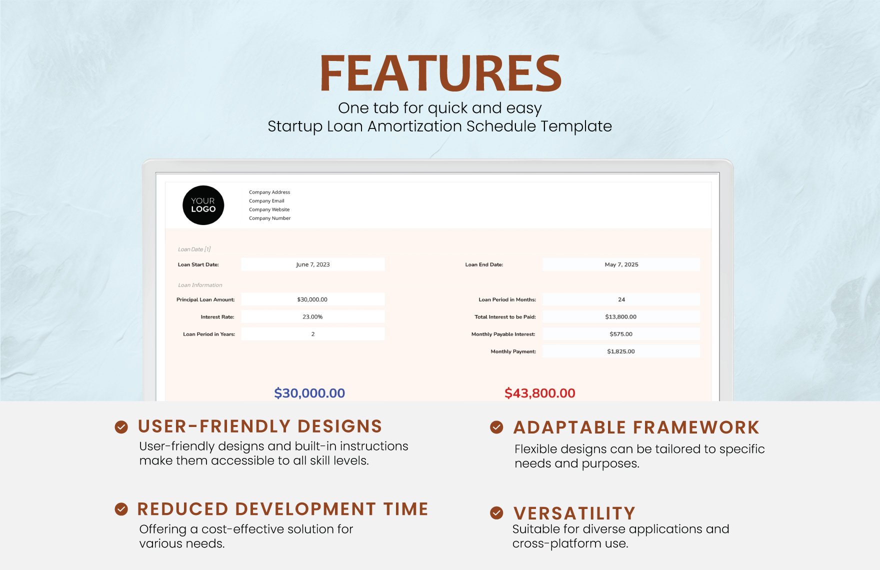 Startup Loan Amortization Schedule Template