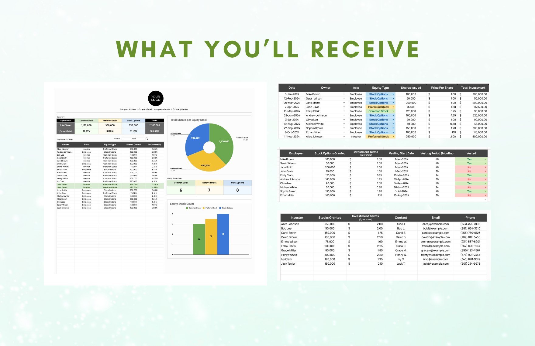 Startup Capitalization Table Template