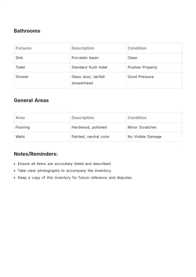 Free Apartment Inventory List Template to Edit Online