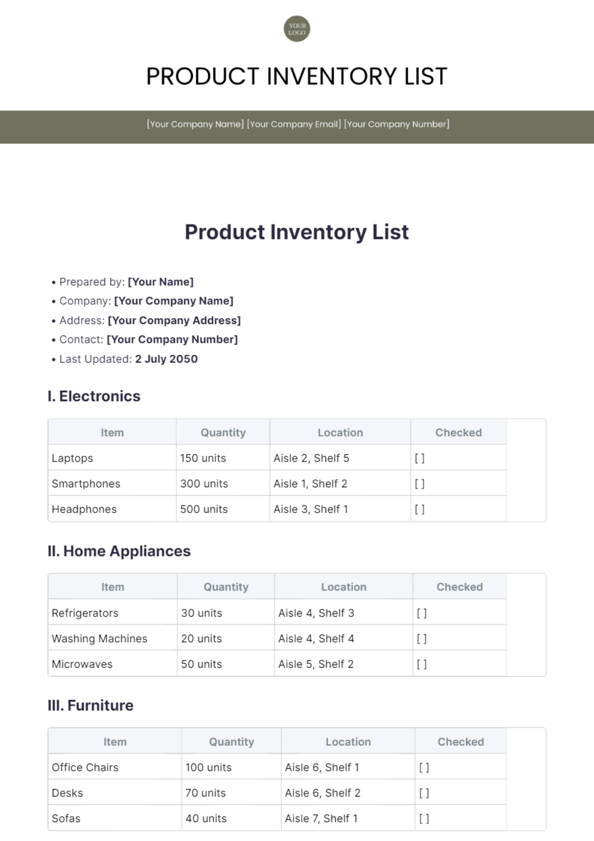 Product Inventory List Template - Edit Online & Download