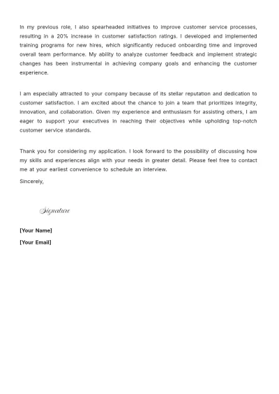 Free Call Center Executive Assistant Cover Letter to Edit Online