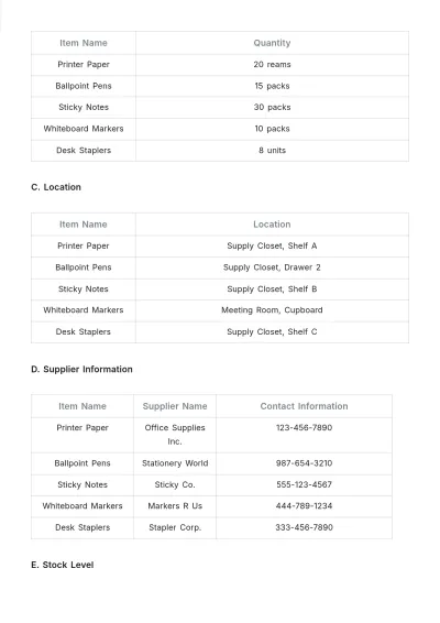 Free Office Inventory List Template to Edit Online
