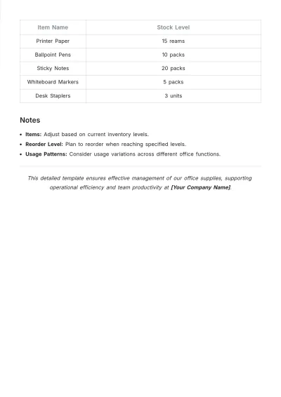 Free Office Inventory List Template to Edit Online