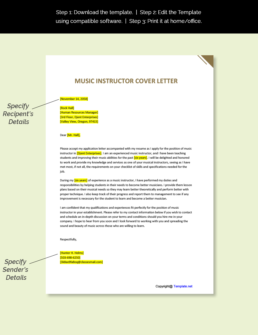 Music Instructor Cover Letter