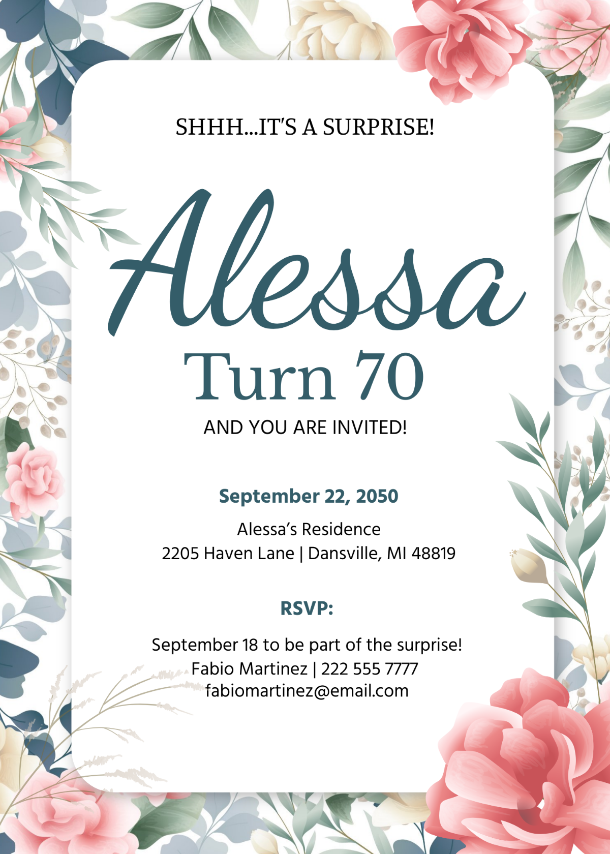 Surprise 70th Birthday Invitation
