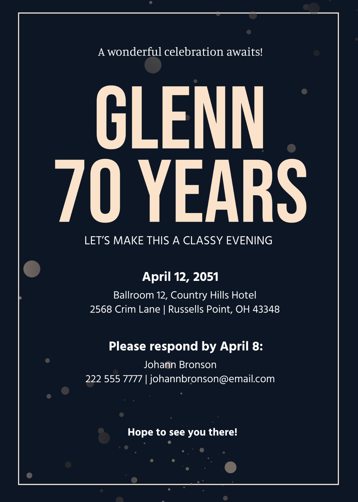 Classy 70th Birthday Invitation