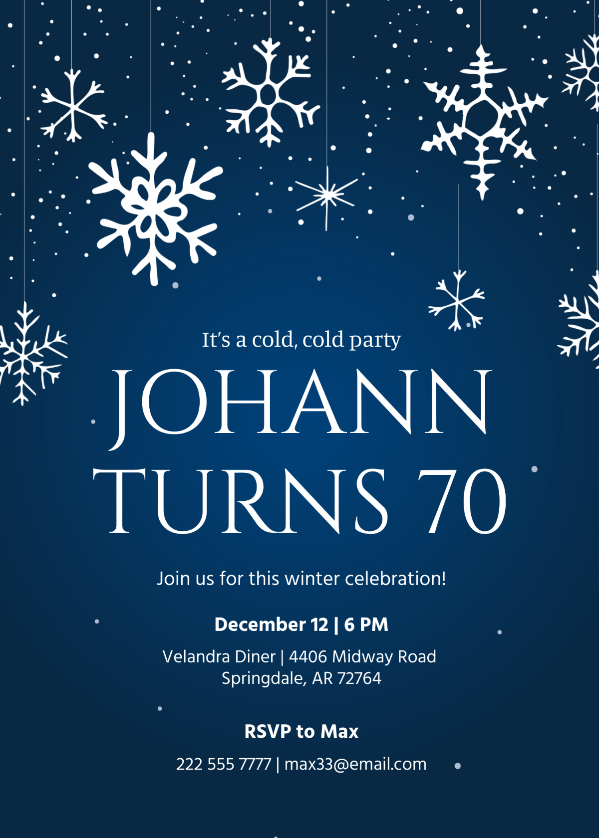 Winter 70th Birthday Invitation