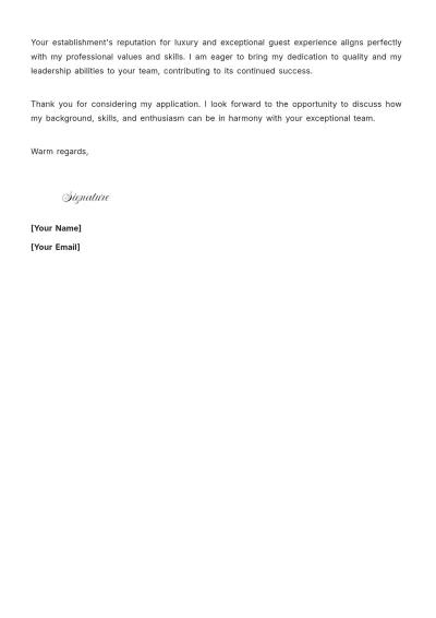Free Executive Housekeeper Cover Letter to Edit Online