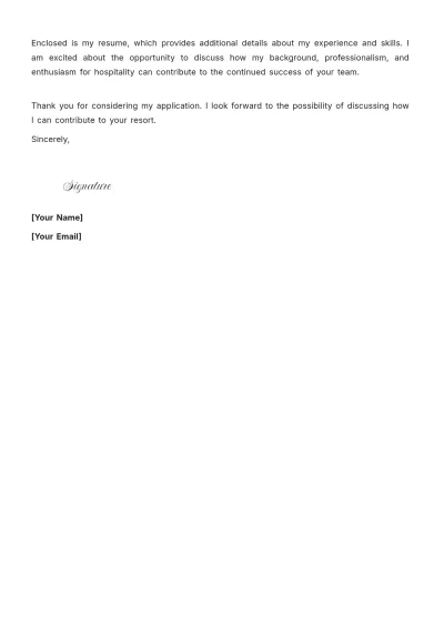 Free Resort Housekeeper Cover Letter to Edit Online