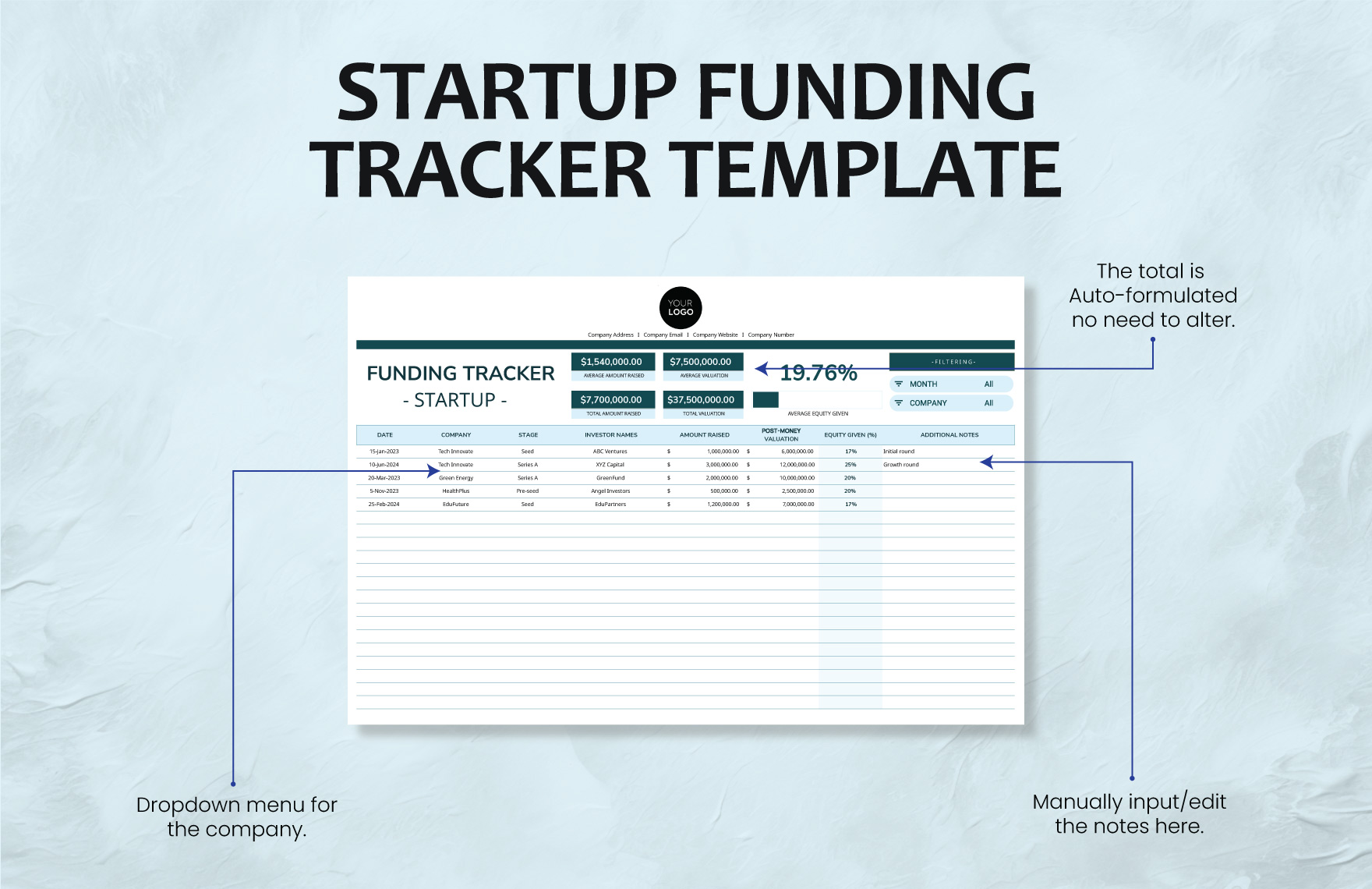 Startup Funding Tracker Template