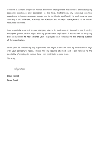 Free HR Executive Assistant Cover Letter to Edit Online