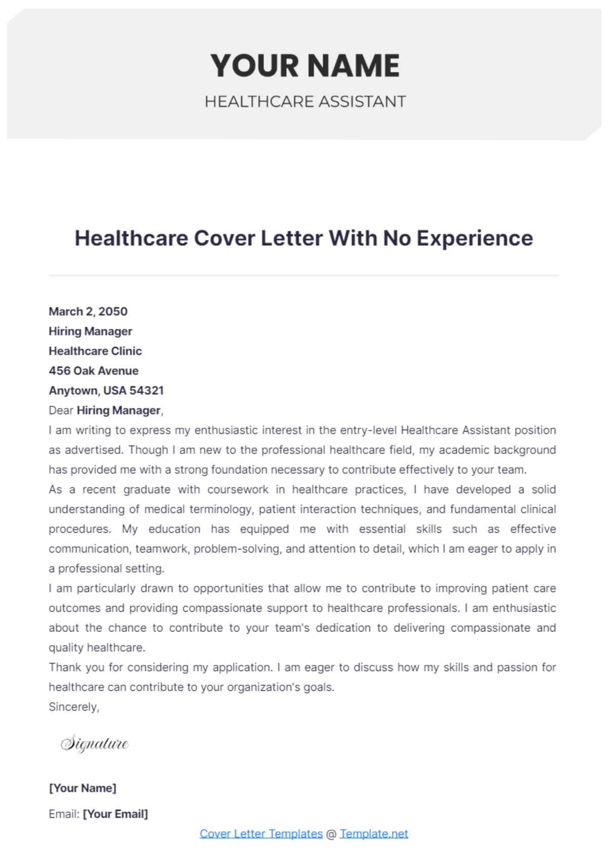 Healthcare Cover Letter With No Experience - Edit Online & Download