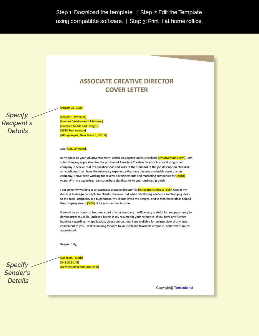 design director cover letter