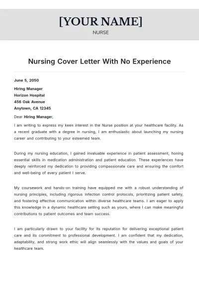 Free Nursing Cover Letter With No Experience to Edit Online
