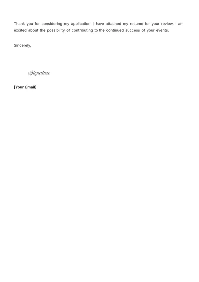 Free Event Planner Cover Letter With No Experience to Edit Online