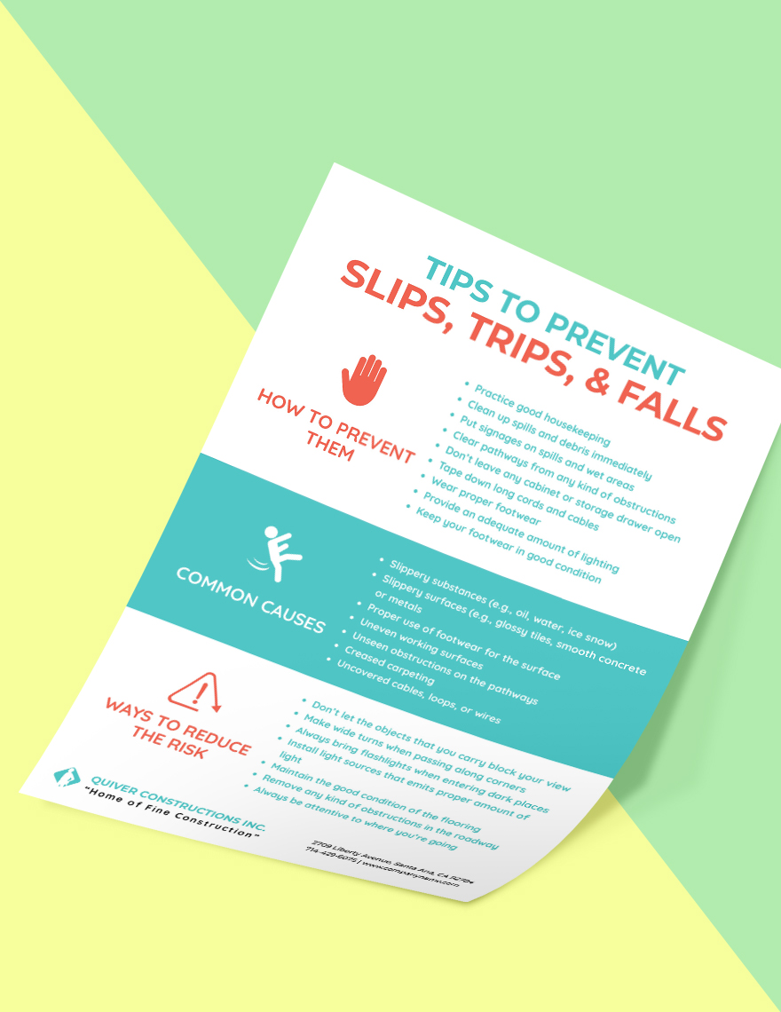 Preventing Slips, Trips & Falls Poster Template