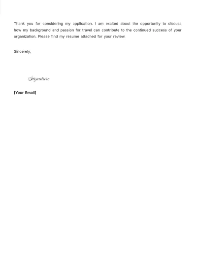 Free Tourism Cover Letter With No Experience to Edit Online