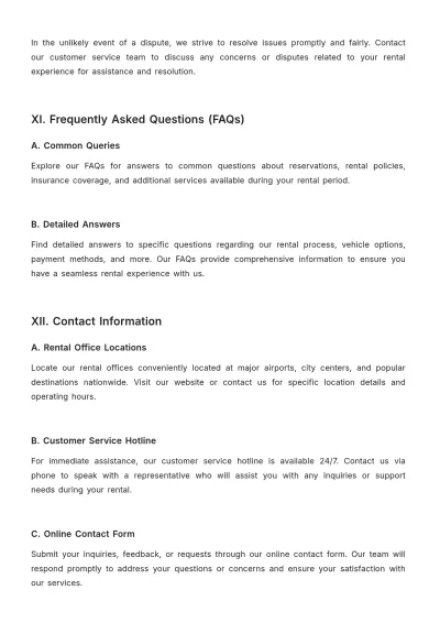 Free Car Rental Company Guide Template to Edit Online