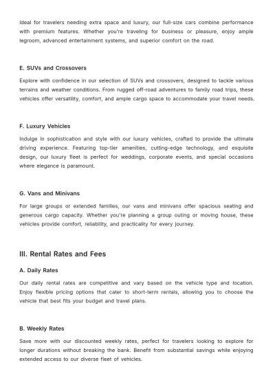 Free Car Rental Company Guide Template to Edit Online