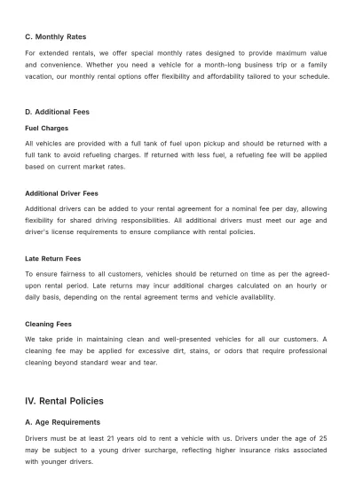 Free Car Rental Company Guide Template to Edit Online