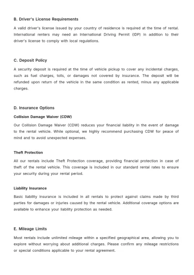 Free Car Rental Company Guide Template to Edit Online