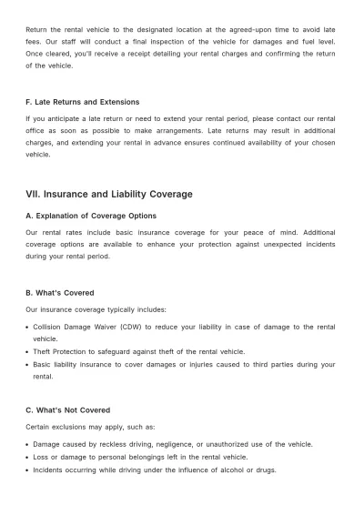 Free Car Rental Company Guide Template to Edit Online