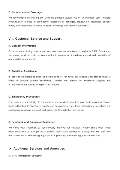 Free Car Rental Company Guide Template to Edit Online