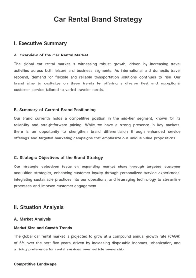 Free Car Rental Brand Strategy Template to Edit Online